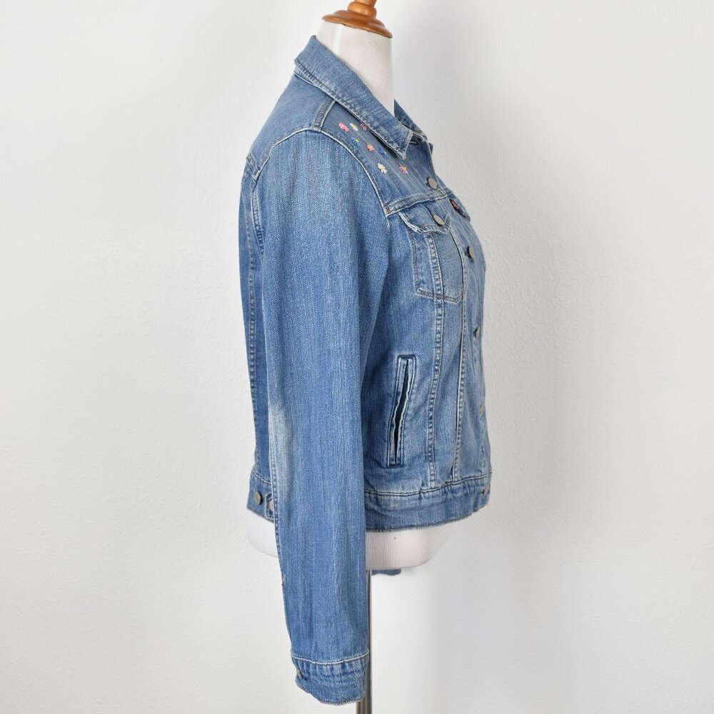 Levi's Flower Embroidered Denim Trucker Jacket - XL - Picture 6 of 10